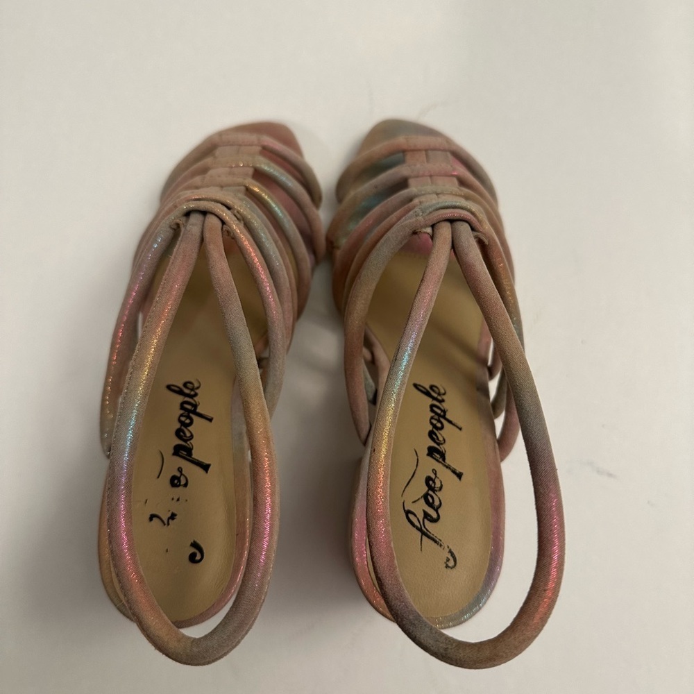 Free People Colette Cinched Heel Rainbow Metallic Size 37 - Picture 10 of 13